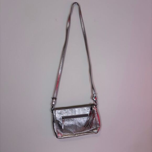 The Sak Silver Shimmer Leather Small Crossbody Purse - Picture 1 of 7